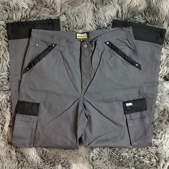 Holmes Workwear Pants Holmes Workwear Mens Workpants Grey Canvas